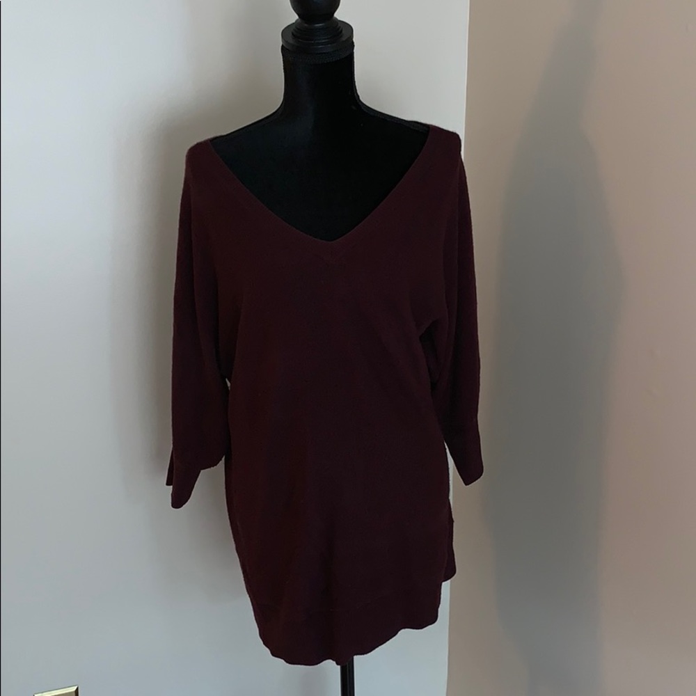 New York and Co long wine colored sweater